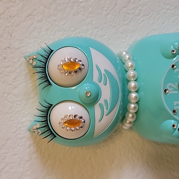 Vintage Jeweled Lady Turquoise Kit-Cat Klock clock SUPER RARE - Picture 4 of 5